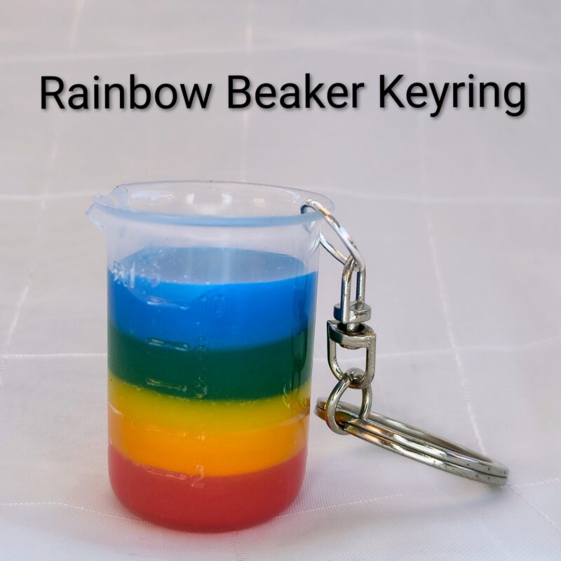 Rainbow Beaker Science Keyring