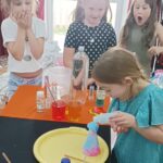 kids at a Devon Science Party making an erupting potion
